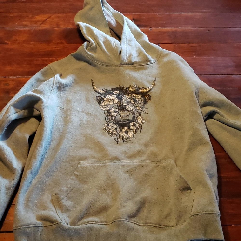 Girls Gray Graphic Hoodie